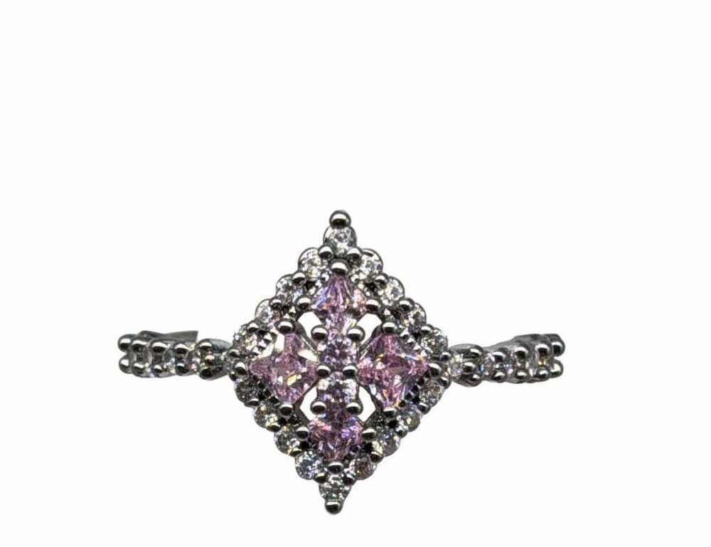 Bomb Party Kiss & Tell Pink Quartz CZ Size 7 Hematite